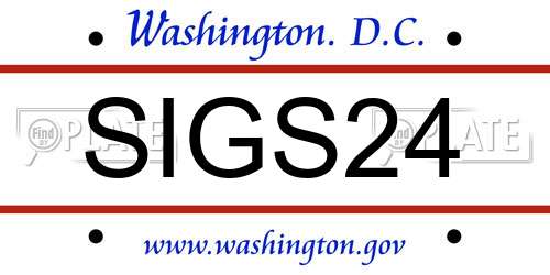 SIGS24 District Of Columbia License Plate