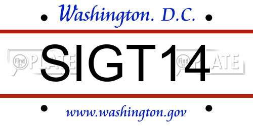 SIGT14 District Of Columbia License Plate