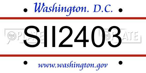 SII2403 District Of Columbia License Plate