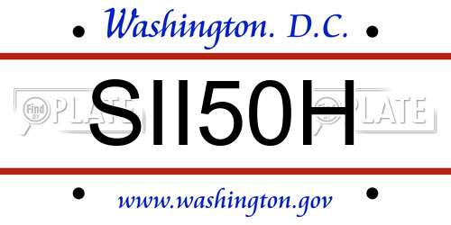 SII50H District Of Columbia License Plate