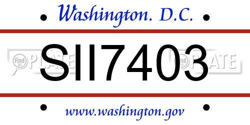 SII7403 District Of Columbia License Plate