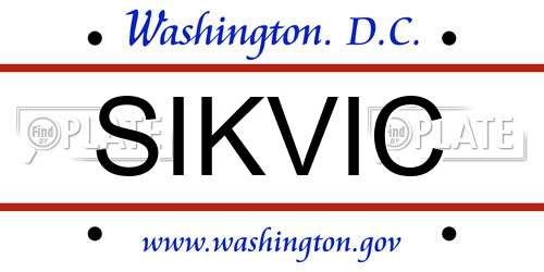 SIKVIC District Of Columbia License Plate