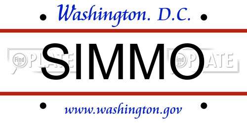 SIMMO District Of Columbia License Plate
