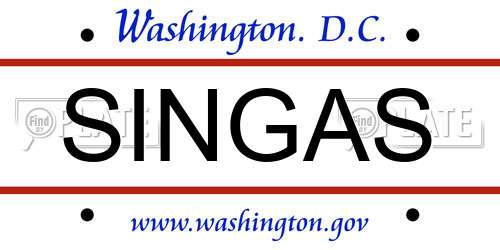 SINGAS District Of Columbia License Plate