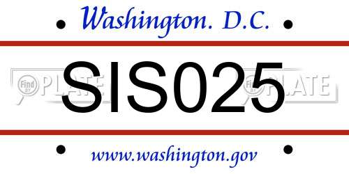 SIS025 District Of Columbia License Plate