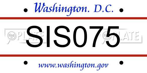 SIS075 District Of Columbia License Plate