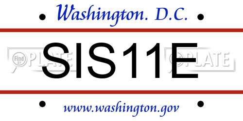 SIS11E District Of Columbia License Plate