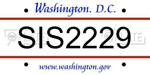 SIS2229 District Of Columbia License Plate