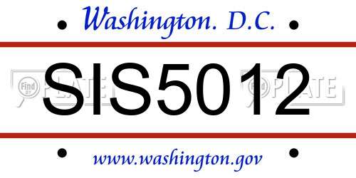 SIS5012 District Of Columbia License Plate