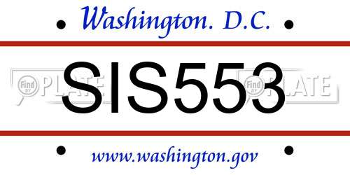 SIS553 District Of Columbia License Plate
