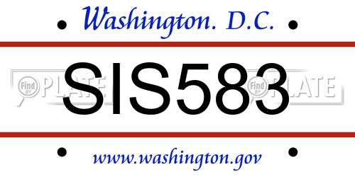 SIS583 District Of Columbia License Plate