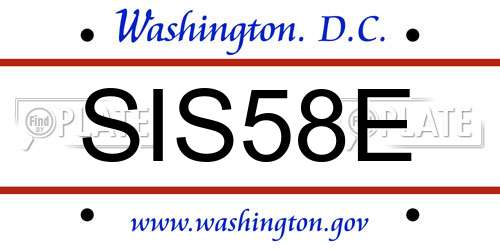 SIS58E District Of Columbia License Plate