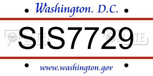 SIS7729 District Of Columbia License Plate