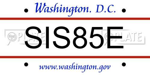 SIS85E District Of Columbia License Plate