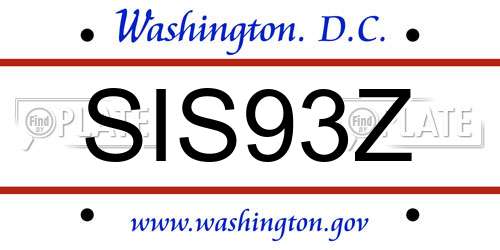 SIS93Z District Of Columbia License Plate