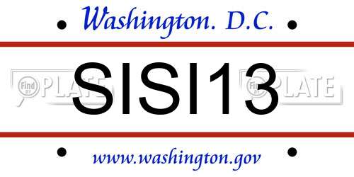SISI13 District Of Columbia License Plate