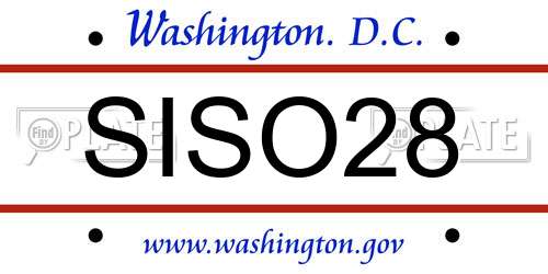 SISO28 District Of Columbia License Plate