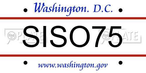SISO75 District Of Columbia License Plate