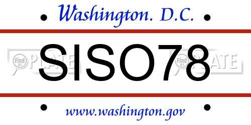 SISO78 District Of Columbia License Plate