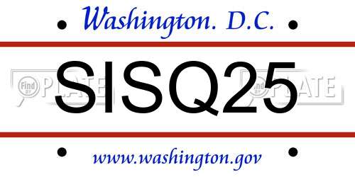 SISQ25 District Of Columbia License Plate