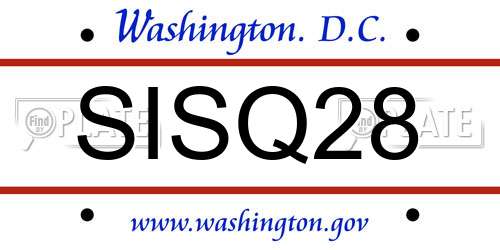 SISQ28 District Of Columbia License Plate