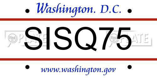 SISQ75 District Of Columbia License Plate