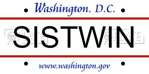 SISTWIN District Of Columbia License Plate