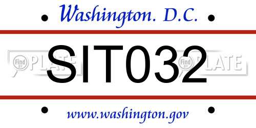 SIT032 District Of Columbia License Plate