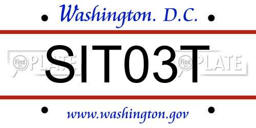 SIT03T District Of Columbia License Plate