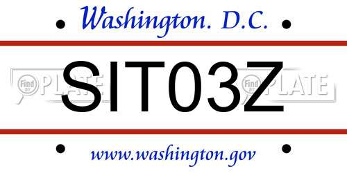 SIT03Z District Of Columbia License Plate