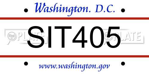 SIT405 District Of Columbia License Plate
