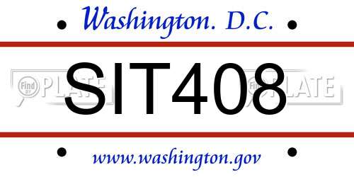 SIT408 District Of Columbia License Plate