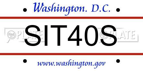 SIT40S District Of Columbia License Plate