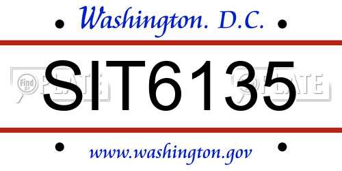 SIT6135 District Of Columbia License Plate