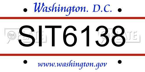 SIT6138 District Of Columbia License Plate