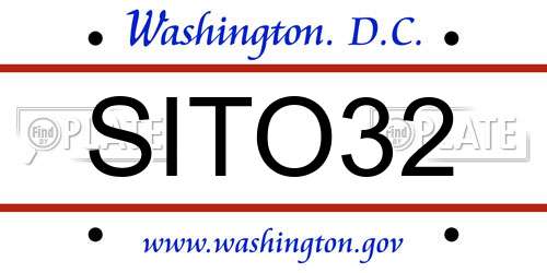 SITO32 District Of Columbia License Plate