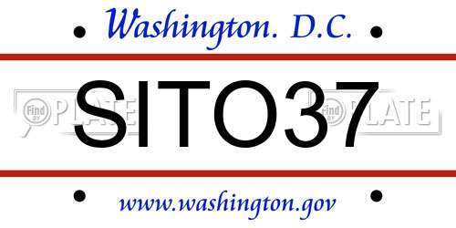 SITO37 District Of Columbia License Plate