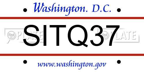 SITQ37 District Of Columbia License Plate