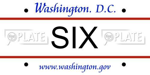 SIX District Of Columbia License Plate
