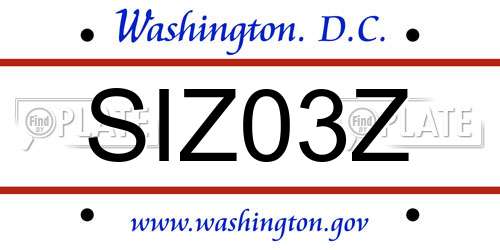 SIZ03Z District Of Columbia License Plate