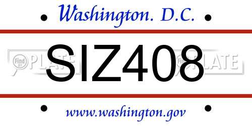 SIZ408 District Of Columbia License Plate