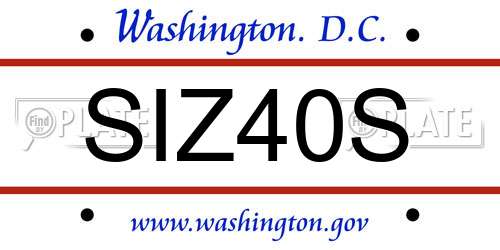 SIZ40S District Of Columbia License Plate