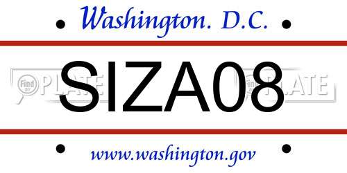 SIZA08 District Of Columbia License Plate