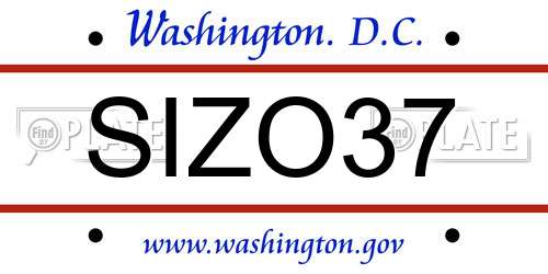 SIZO37 District Of Columbia License Plate