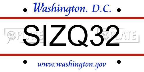 SIZQ32 District Of Columbia License Plate