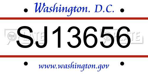 SJ13656 District Of Columbia License Plate