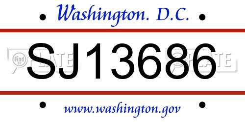 SJ13686 District Of Columbia License Plate