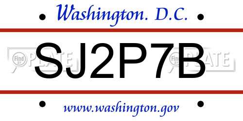 SJ2P7B District Of Columbia License Plate