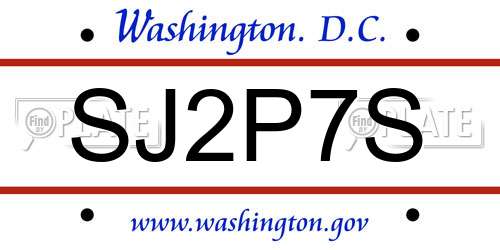 SJ2P7S District Of Columbia License Plate