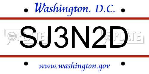 SJ3N2D District Of Columbia License Plate